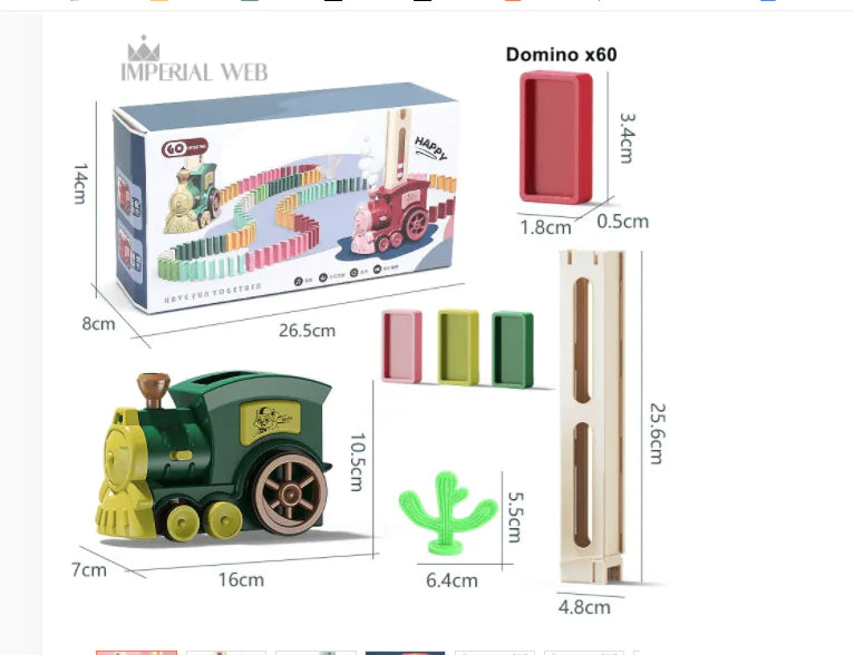 Electric Domino Train Toy with Automatic Block Dispenser (One Set)