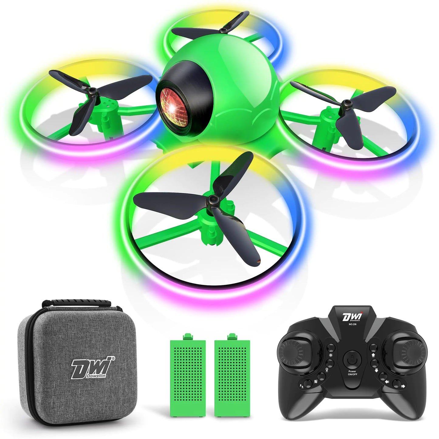 Dwi Dowellin 10 Minutes Long Flight Time Mini Drone for Kids with Blinking Light One Key Take Off Spin Crash Proof RC Nano Quadcopter Toys Drones for Beginners Boys and Girls with Carrying Case Green