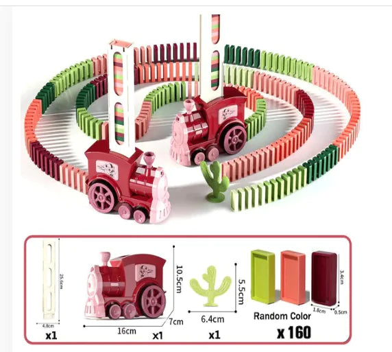 Electric Domino Train Toy with Automatic Block Dispenser (One Set)