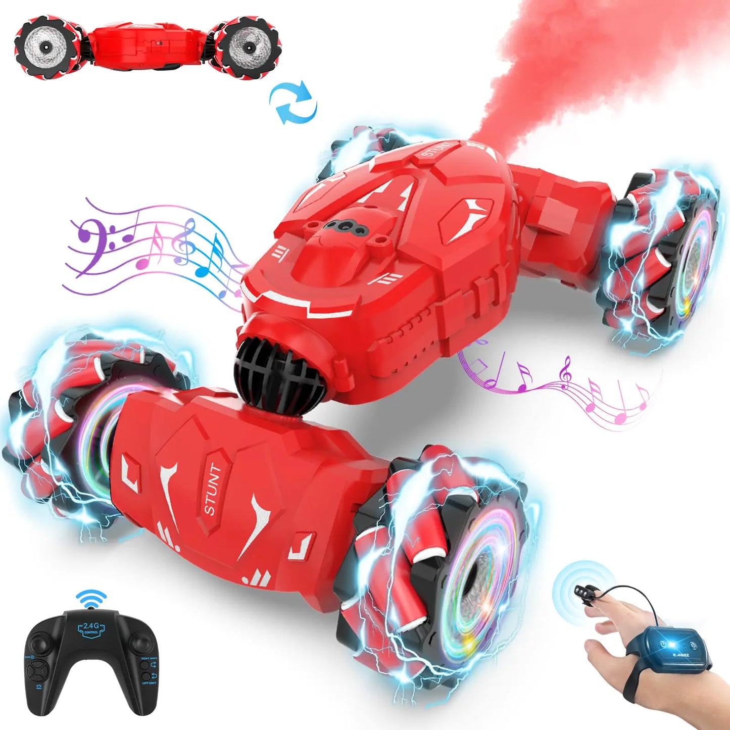 Nitigo Gesture RC Car Hand Controlled RC Car Toys Gifts for Boys Kids 6-12 2.4GHz 360° Rotation 4WD Gesture Sensing RC Stunt Car with Light & Music Birthday for Boys