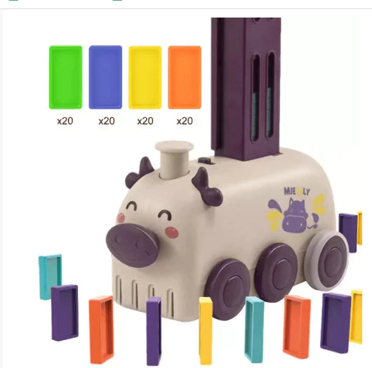 Electric Domino Train Toy with Automatic Block Dispenser (One Set)