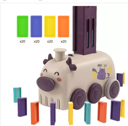 Electric Domino Train Toy with Automatic Block Dispenser (One Set)