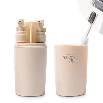 Travel Toiletry Set with Toothbrush Cup and Bottles (6pcs)