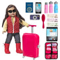 Beverly Hills Doll Collection 18 Inch Doll Accessories Play Travel Set - 16 Pcs Suitcase Luggage Carrier with Sunglasses Passport Tickets Camera and More Doll Not Included