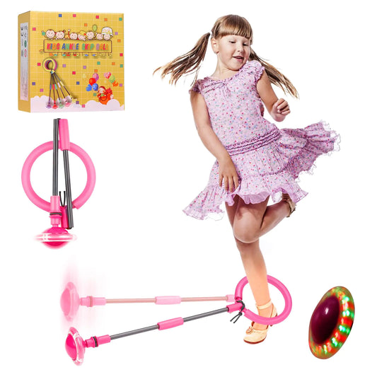 VCVOIP Ankle Skip Ball for Kids Foldable Colorful Flash Wheel Boys Girls Toys Indoor Outdoor Jump Rope Game Toys for Kids and Adults Gift for Boys & Girls Age 5 6 7 8 9 10 Years Old (Fuchsia)