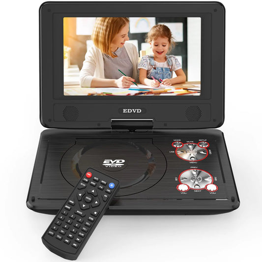 11.5" Portable DVD Player for Kids and Car with 9.5" Swivel Screen 4-6 Hours Working Time Car DVD Player with Dual Speakers Remote Control Support Sync TV Region Free USB/SD/AV (Black)