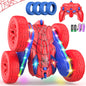 Terucle Remote Control Car Spider Rc Cars New Upgraded Strip Lights and Headlights Car Toys Double-Sided 360° Rotating Rc Truck for Boys Girls Birthday Gift (Red)
