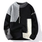 Ins Colorblock Pullover Sweater Winter Fashion Long Sleeve Knitted Top Men's Clothing