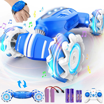 Remote Control Car RC Car Gesture Sensing RC Stunt Car Boys Toys for 6-8 Years Old Best Birthday Gifts for Kids 4WD 2.4Ghz 360° Rotating 2 Control Modes Control Transformer Toys Twist Cars