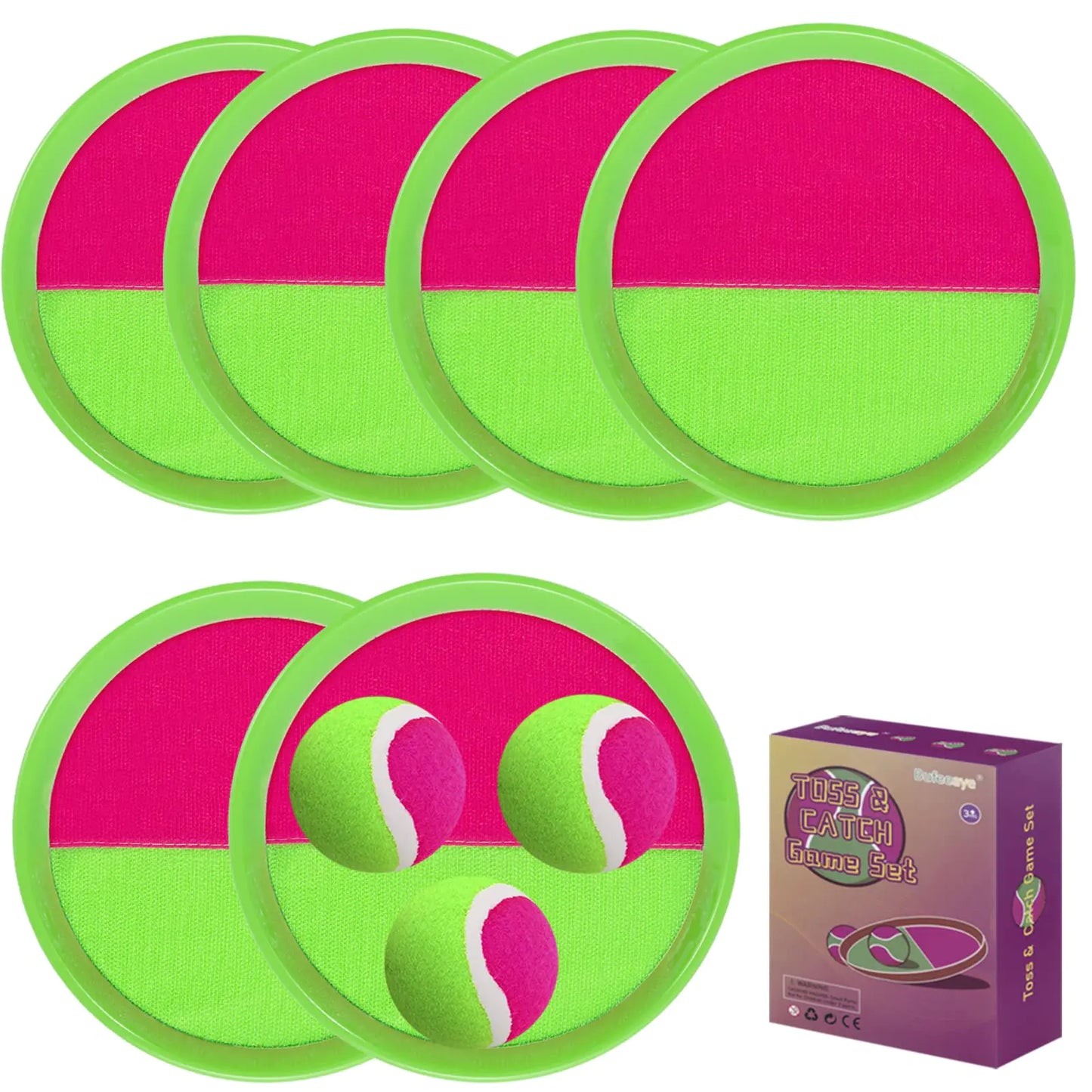 Kids Outdoor Toys Beach Toys Toss and Catch Ball Set Outside Yard Games for Kids with 6 Paddles 3 Balls Paddle Game Set Playground Sets for Backyard Sports Outdoor Games for Adults and Family