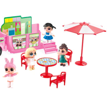 Surprise Dress-Up Doll Playground Toy with Food Truck