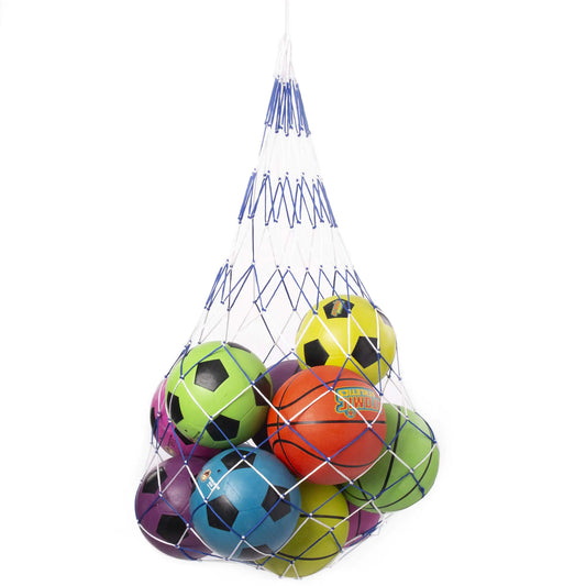 Double-Braided Sports Ball Carrying Net Holds 20 Balls - Large Multi-sport Bag for Basketball Football Soccer Volleyball Playground & Dodgeballs - Coaching Training & Recreational Equipment