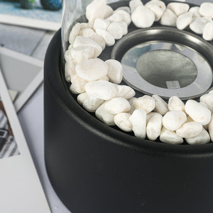 Portable Glass Decorative Alcohol Fireplace Table Lamp Desktop Indoor Modern Metal Fireplaces Black White Portable Real Fire Fireplace Lamp Outdoor