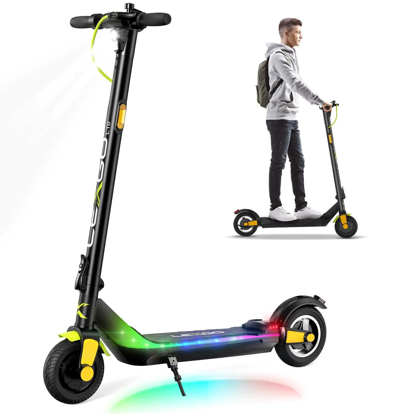 LEXGO Electric Scooters 250W/350W/400W Powerful Motors Up to 25 Miles & 18 Mph 8"/10" Tires Foldable Dual Brake NFC Lock Fast Charging Portable Folding Commuting Scooters UL 2272 Certified