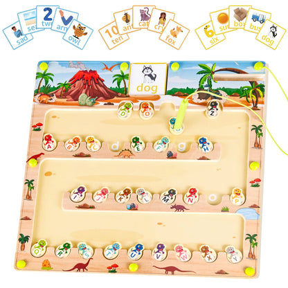 Mokasakiso Magnetic Alphabet Maze Letter Puzzle - Montessori & Sensory Toys for Boys Girls 3 4 5 6 Years Old Alphabet Learning & Education Toys Magnetic Letters ABC Toys Gifts for Toddlers