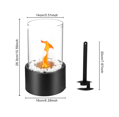 Portable Glass Decorative Alcohol Fireplace Table Lamp Desktop Indoor Modern Metal Fireplaces Black White Portable Real Fire Fireplace Lamp Outdoor