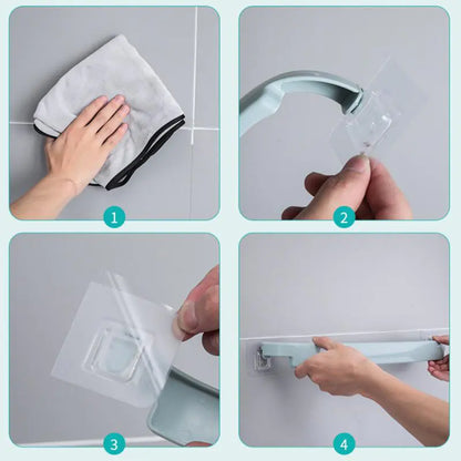 No-Drill Bathroom Towel Rack - Strong Plastic Storage