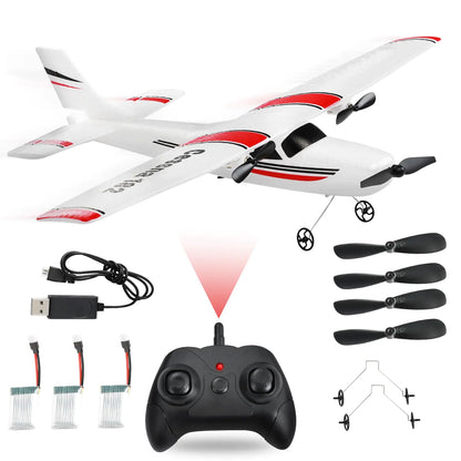 Harrisville Designs RC AirplaneRC Plane 2.4GHz 2 Channels RTF RC Aircraft with 3-Axis Gyro for Beginner Easy to Speedy Fly Glider Toys with 2 Extra Batteries [ 3 Batteries ]