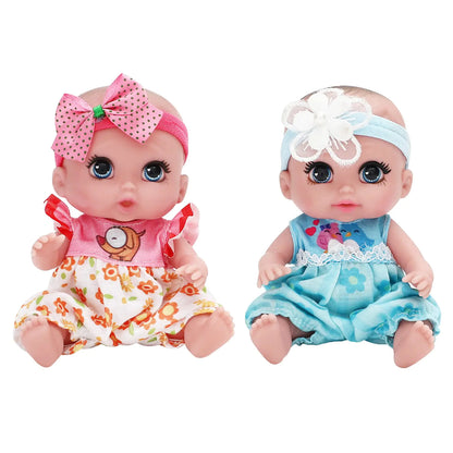 ONEST 2 Sets 6 Inch Dolls Cute Baby Dolls Include 2 Pieces Baby Mini Dolls 2 Sets Handmade Doll Clothes