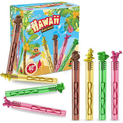 40PCS Hawaiian Bubble Wands Mini Bubble Wands for Tropical Party Favors Summer Gift Toys for Girls Boys Kids Toddler Adults Aloha Party Bag Stuffers Goodie Bag Filler Classroom Prizes