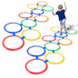 Woanger 2 Sets of Hopscotch Outdoor Squares 20 Pcs Hopscotch Ring Game with 20 Pcs Connectors Outdoor Indoor Obstacle Course for Kids Playground Agility Training(Hoop 11 Inch)