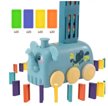 Electric Domino Train Toy with Automatic Block Dispenser (One Set)