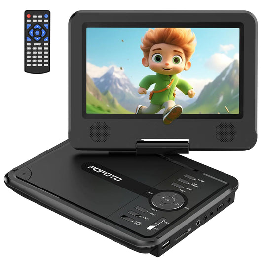 9.5" Portable DVD Player for Kids and Car with 7.5" Swivel Screen 4-6 Hours Working Time Car DVD Player with Dual Speakers Remote Control Support Sync TV Region Free USB/SD/AV