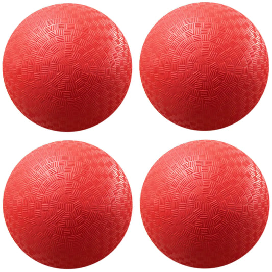 AppleRound 8.5-inch Dodgeball Playground Balls Pack of 4 Balls with 1 Pump Official Size for Dodge Ball Handball Camps and Schools (Red)