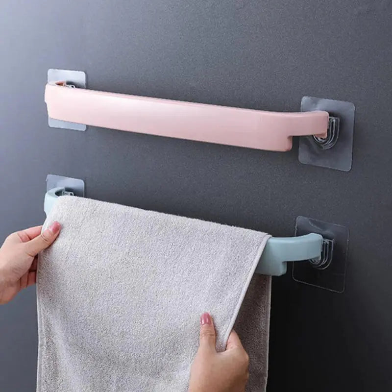 No-Drill Bathroom Towel Rack - Strong Plastic Storage