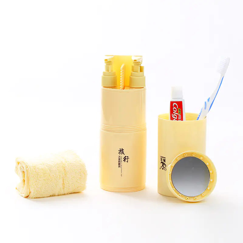 Travel Toiletry Cup Set with Portable Toothbrush Case
