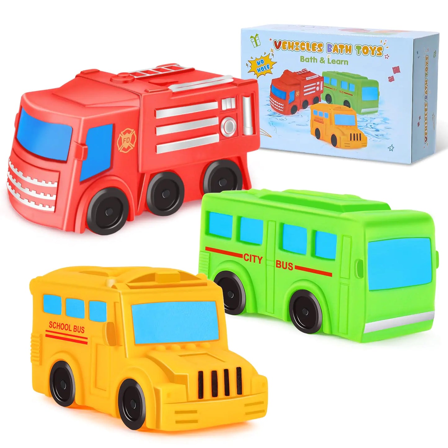 No Hole Bath Toys for Babies and Toddlers Car Bath Toys for Infant Kids 1-3 Beach Pool Bathtub Toys for Kids Baby Bath Toys 1-3 6 12 18 Month Birthday Valentines Day Gifts for Kids Boys Girls