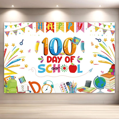 100th Day of School Decorations - Rakuto 100th Day of School Party Backdrop Large 100th Day of School Banner Backdrop 100 Days of School Photography Props Photo Decorations Supplies 71x45 in