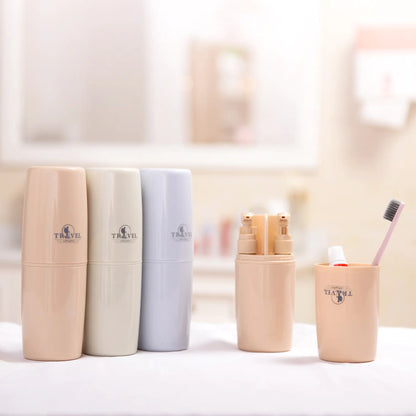 Travel Toiletry Set with Toothbrush Cup and Bottles (6pcs)