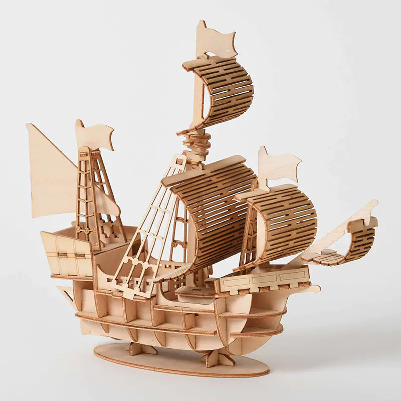 3D Puzzle Building Blocks - Sailboat Model Toy