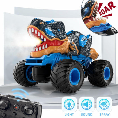 MAGICDINOSAUR Remote Control Dinosaur Truck Toy with Light Sound Spray