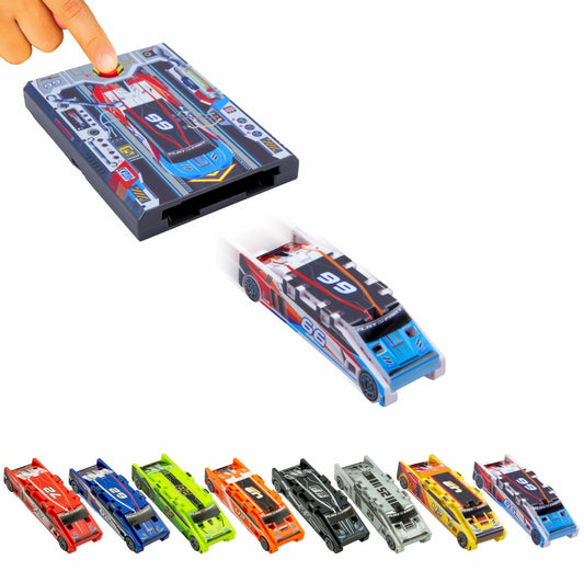 FLAT 2 FAST Stunt Card Racer Pocket Launcher Compact Sky Blue