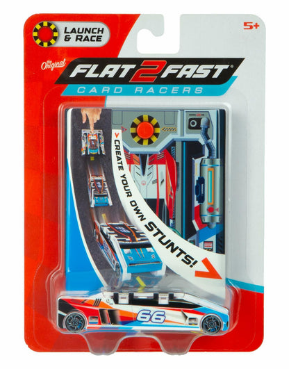 FLAT 2 FAST Stunt Card Racer Pocket Launcher Compact Sky Blue