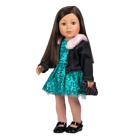 Adora Amazon Exclusive Amazing Girls Collection 18” Realistic Doll with Changeable Outfit and Movable Soft Body Birthday Gift for Kids and Toddlers Ages 6+ - Emma Sparkles