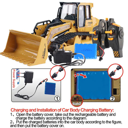 Large 2.4G Remote Control Bulldozer Excavator Toy