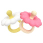 Ginbear Silicone Baby Teether for Girls BPA Free Food Grade Infant Teething Toys Soothing Baby Chew Toys Sensory Teething Pain Relief Pacifier 3 Months + (Set of 2)