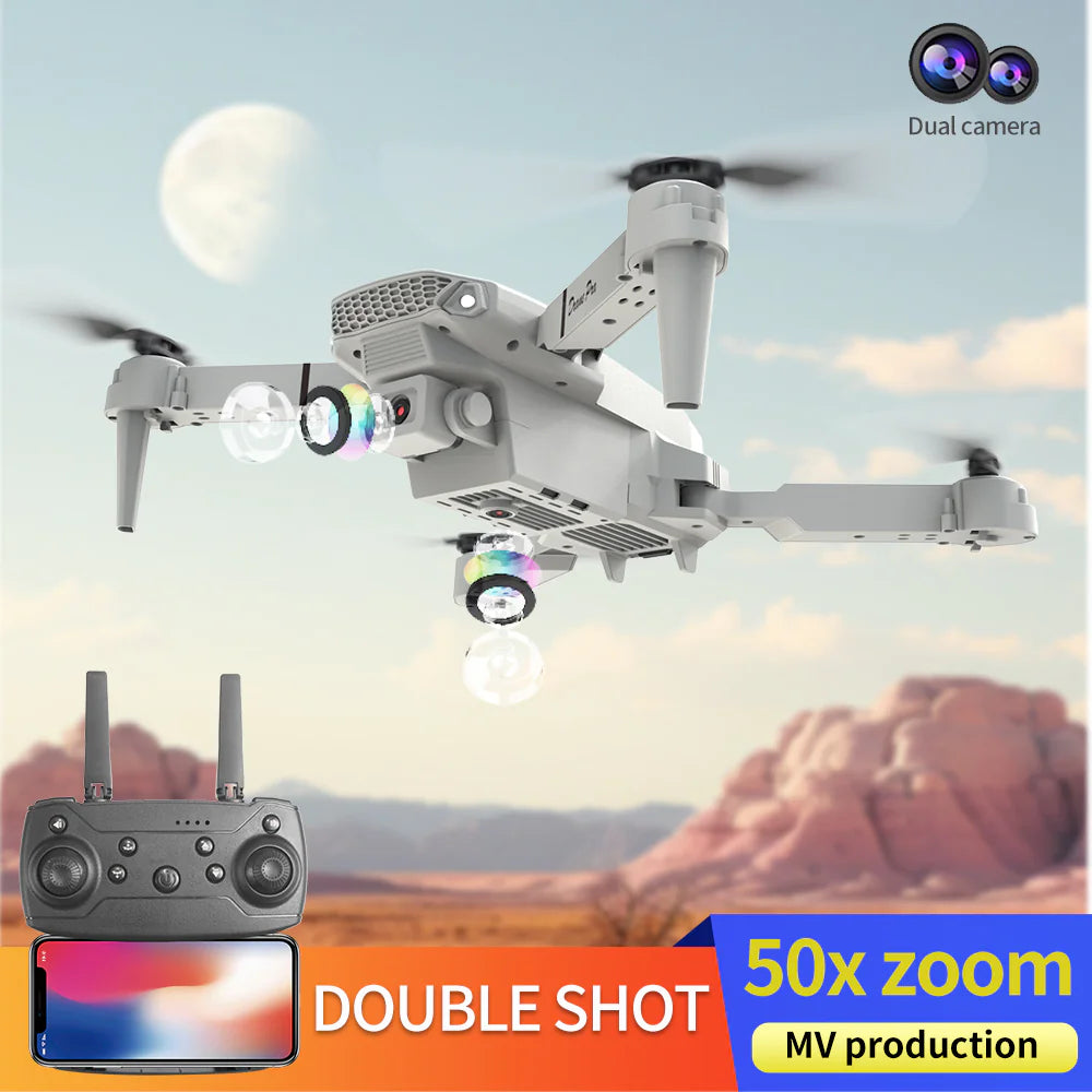 E88 Dual Camera WiFi FPV Drone – Foldable RC Quadcopter with Altitude Hold & Remote Control