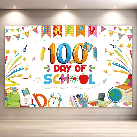 100th Day of School Decorations - Rakuto 100th Day of School Party Backdrop Large 100th Day of School Banner Backdrop 100 Days of School Photography Props Photo Decorations Supplies 71x45 in