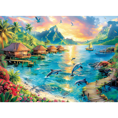 300 Piece Puzzles for Adults Jigsaw Puzzles 300 Pieces Dolphin Puzzles Recycled Cardboard Paper Puzzles Challenging Puzzle Pieces Games for Kids Adults 20.5 * 15IN