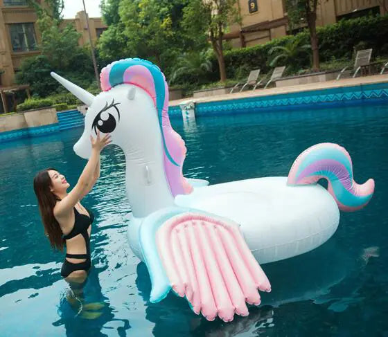 Colorful Unicorn Inflatable Bed and Pool Float, Large