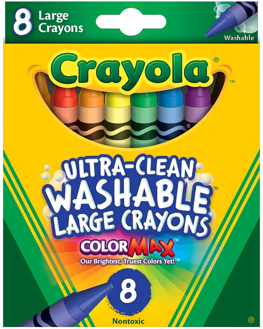 Crayola 523280 Ultra-Clean Washable Crayons Large 8 Colors/Box