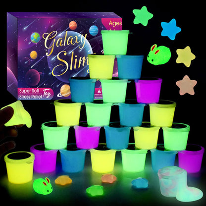 22 Pack Galaxy Slime Set Glow in The Dark Watery Slime Party Favors for Kids Toys Fun Slime Christmas Toys for Boys Girls