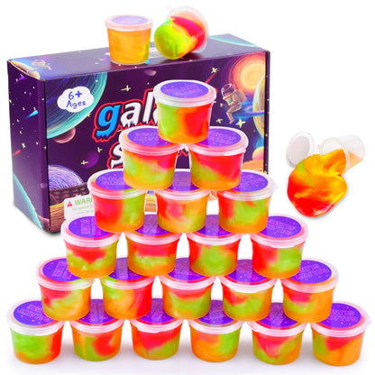 24 Pack Galaxy Slime Kit DIY Stress Relief Toys Soft Stretchy & Non-Sticky for Kids Girls and Boys Ideas Party Favors Birthday Gift Fun Slime Toys