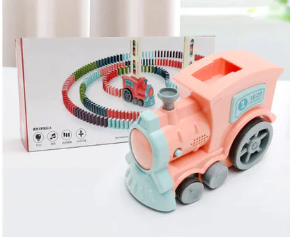 Electric Domino Train Toy with Automatic Block Dispenser (One Set)