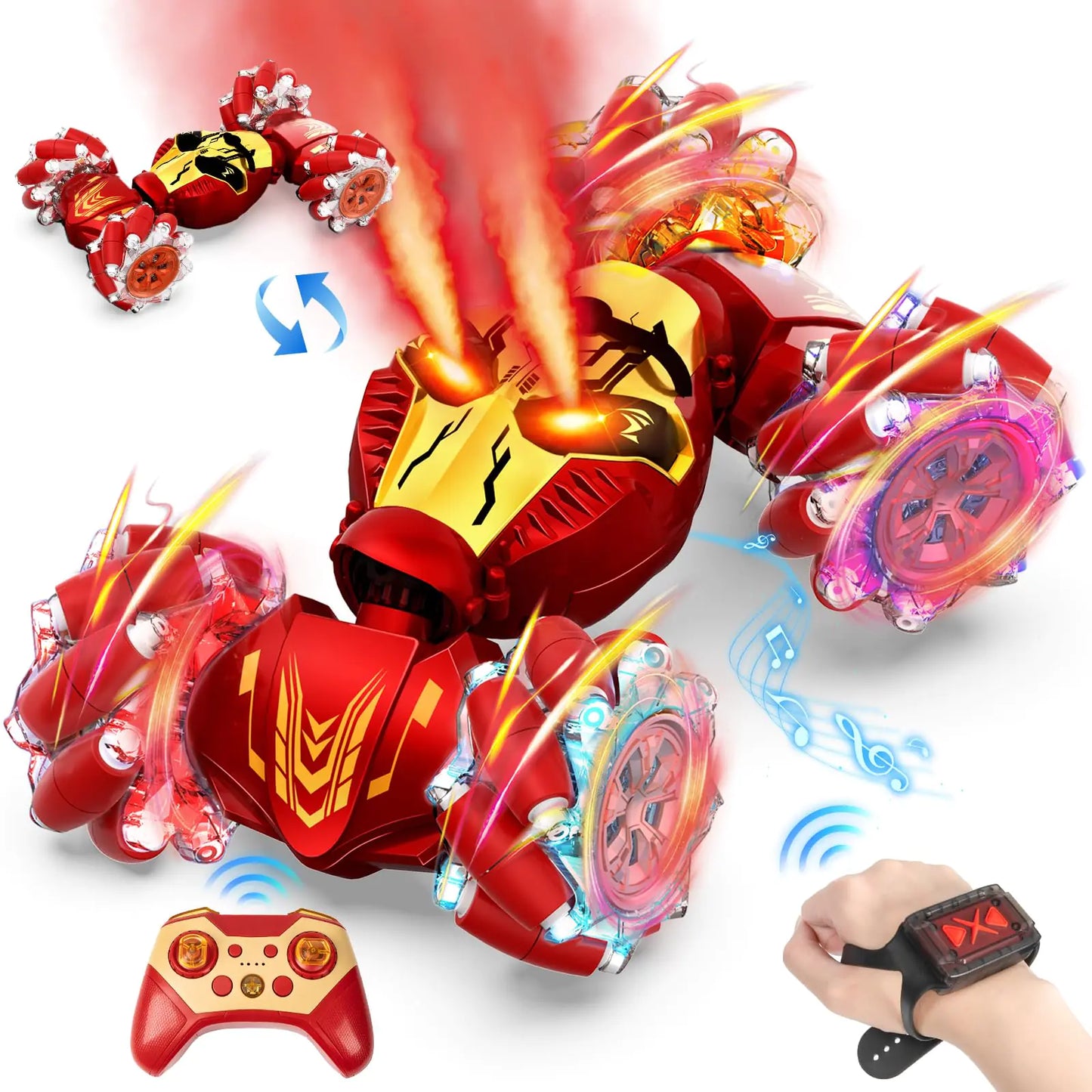 Lozadia Gesture Sensing RC Stunt Car with Spray 4WD Remote Control Car Toys for 6-12 yr Boys Girls 2.4Ghz Drift Hand Controlled Twist Car Robot 360° Rotate with Light Music Birthday Gifts for Kids