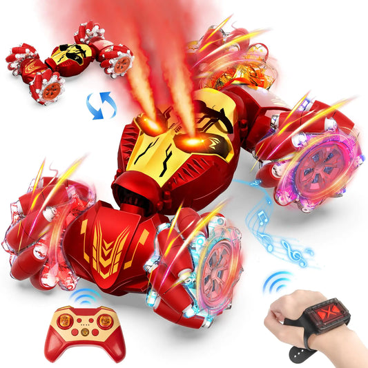 Lozadia Gesture Sensing RC Stunt Car with Spray 4WD Remote Control Car Toys for 6-12 yr Boys Girls 2.4Ghz Drift Hand Controlled Twist Car Robot 360° Rotate with Light Music Birthday Gifts for Kids